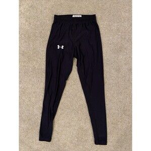 Women's Under Armour Leggings Fitted Drawstring Running Pants Size S Black